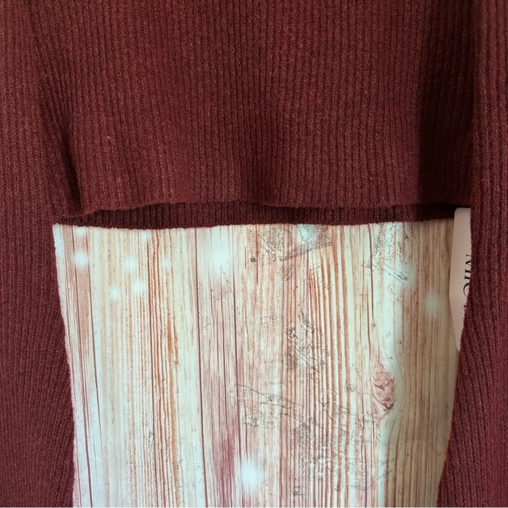 Micas Burgundy Solid Knit Metallic Off Shoulder Long-Sleeve Sweater - Image 6