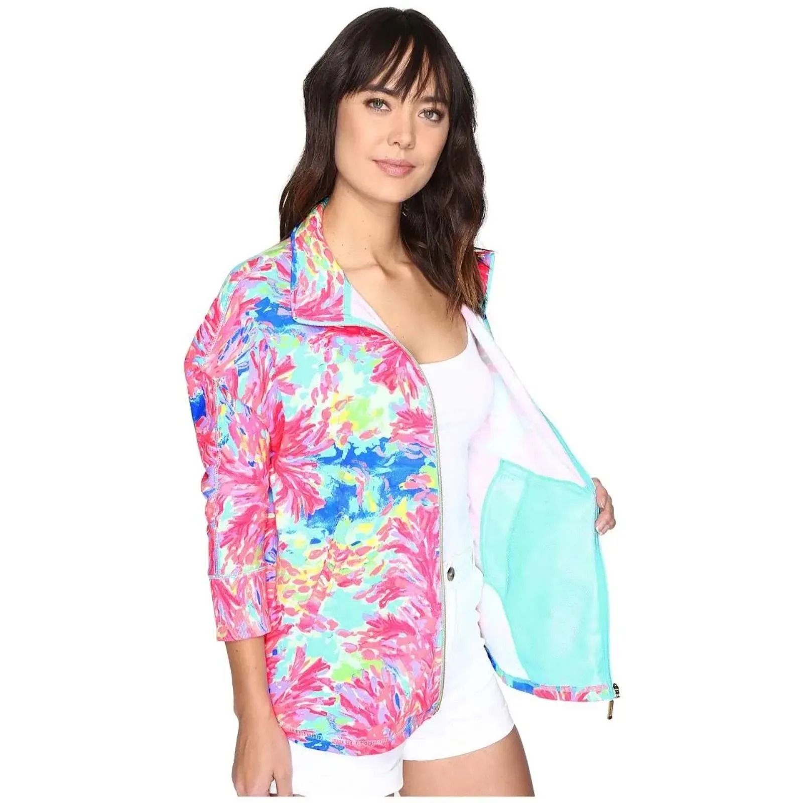 Lilly Pulitzer Deedee Swing Jacket Palm Beach Coral Size Small French Terry - Image 2