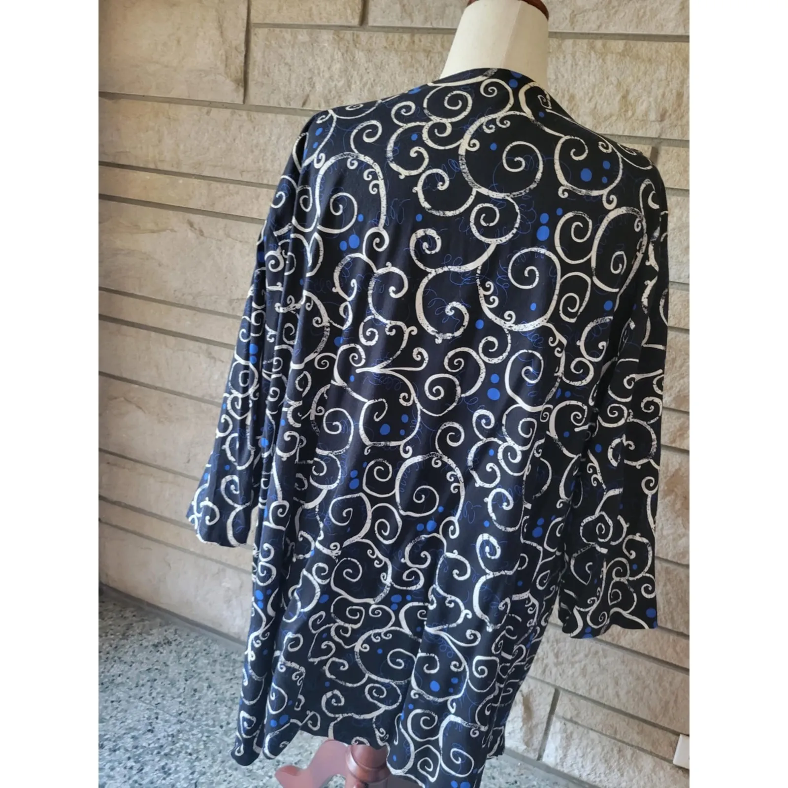 Liz & Me Essentials‎ Women's 4X Black Swirl Print Cotton Tunic Dress - Image 2