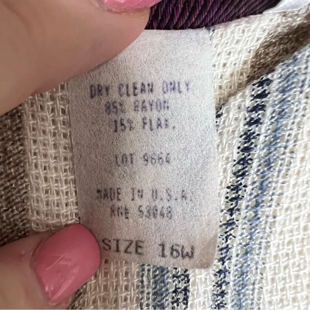 VTG 80s Diana Marco Flax Linen Midi Dress Kaftan Boho Lagenlook Plus Sz 16W USA Blue - Image 13