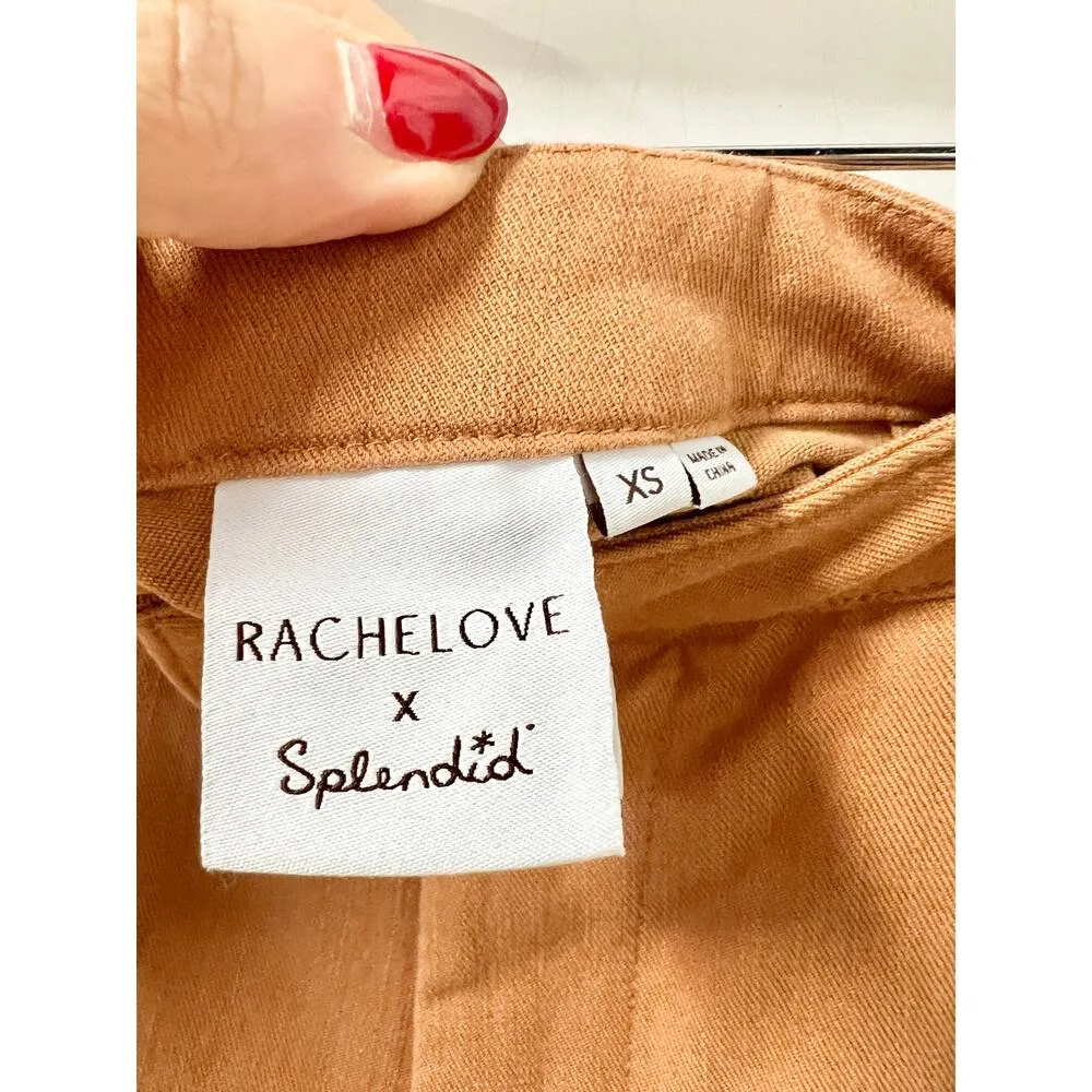 Splendid x Rachelove Pleated Jersey High-Waisted Shorts Brown Women's Size XS - Image 4