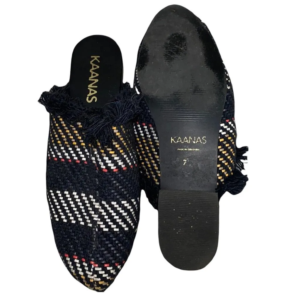 Kaanas Woven Multicolored Mule with Fringe - Image 8
