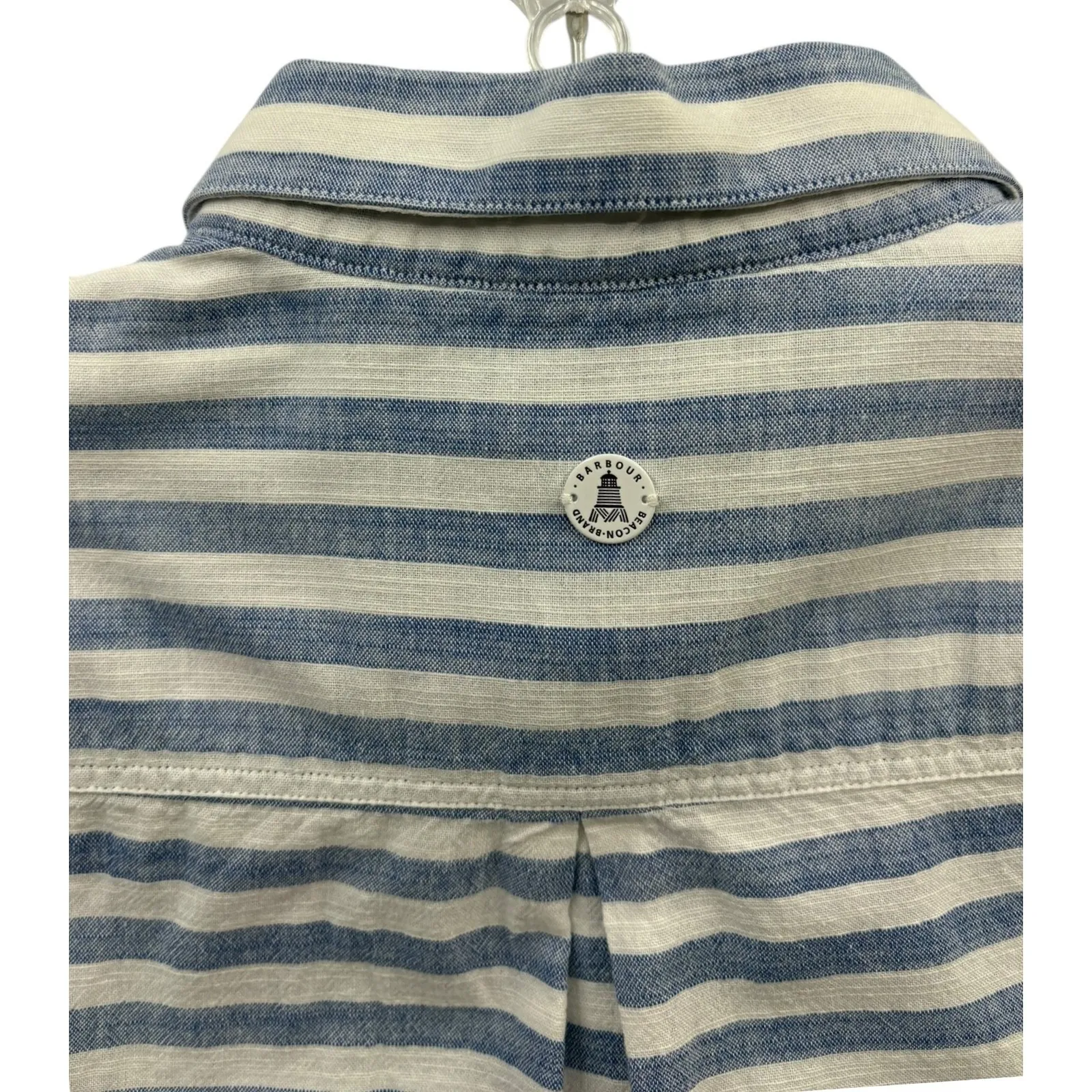 Barbour Women's Craster Striped Cotton Button Front Shirt Coastal Nautical M - Image 3