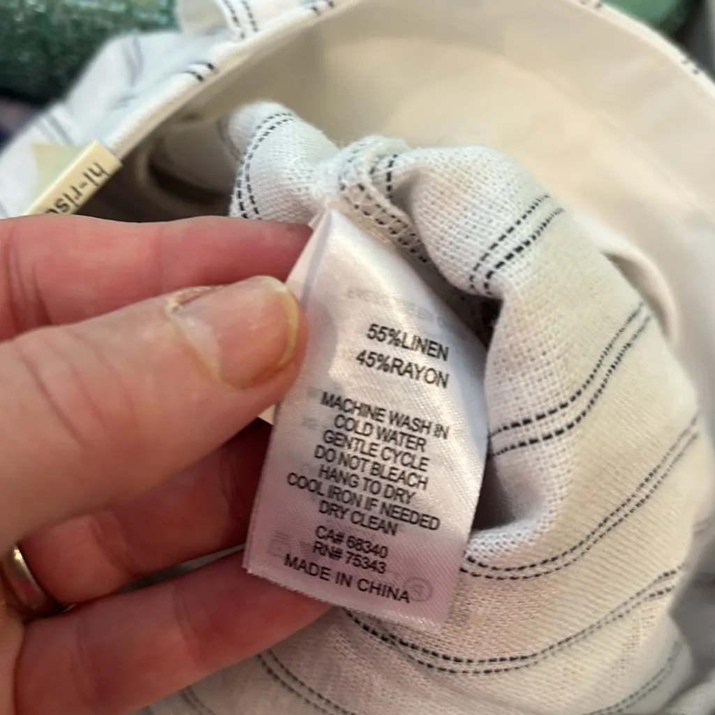 Rachel Zoe hi rise straight leg White & Dark Striped linen pants - Image 12