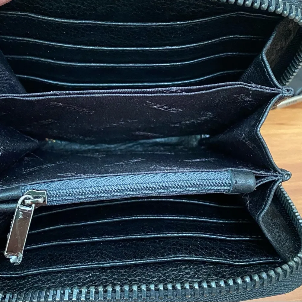 VELEZ Black Cattle Leather Crossbody Wallet Bag - Image 13