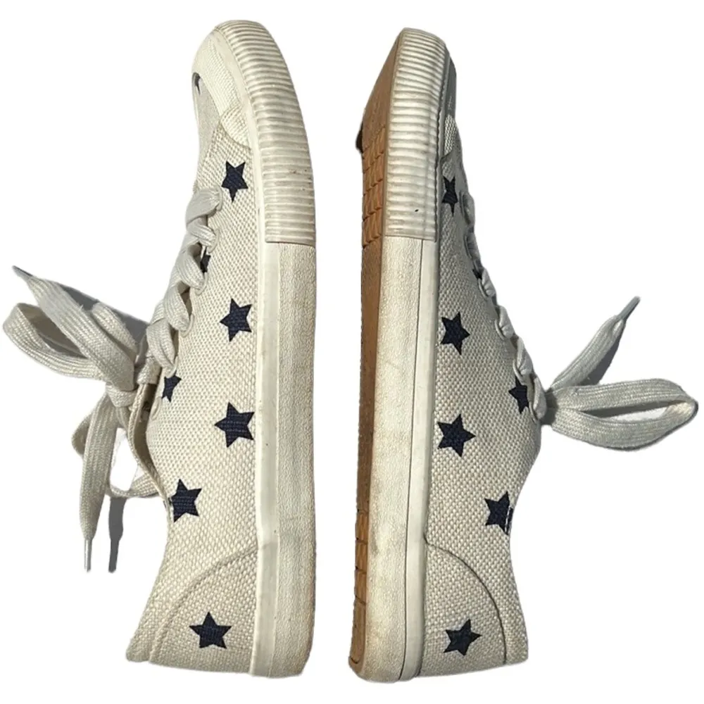 Universal Thread Cream/Navy Blue Stars Canvas Sneakers Size 9 - Image 4