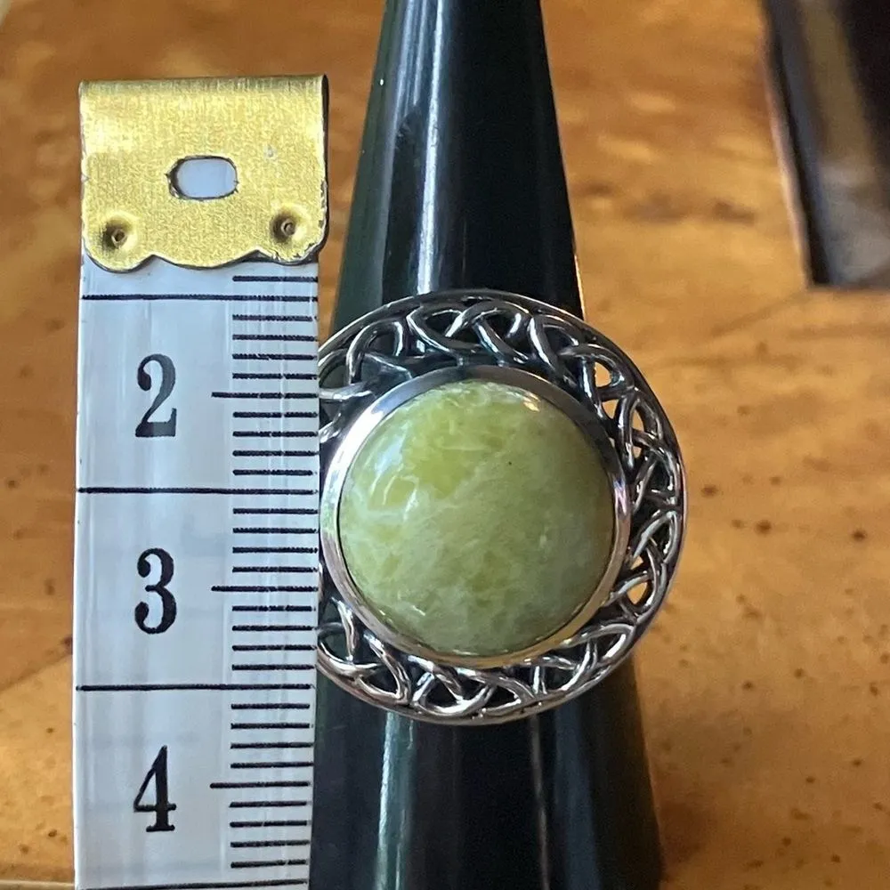 Natural Connemara Marble Sterling Silver Cocktail Ring Size 8 - Image 7