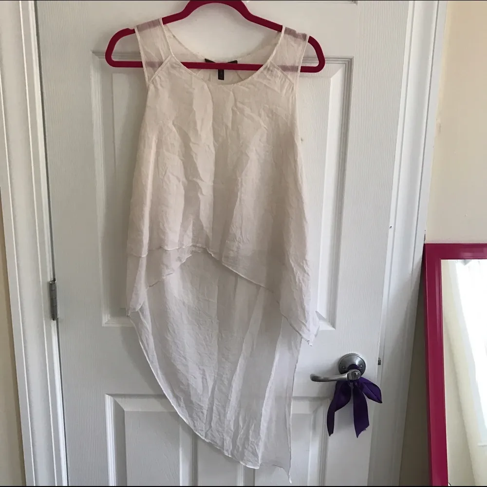 BCBG Asymmetrical High Low White Top - Image 2