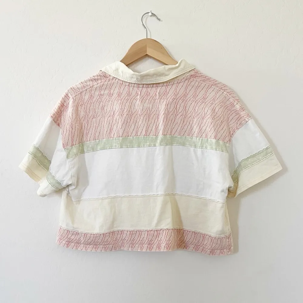 FREE PEOPLE MixPrint BELLA Collar Henley Tee Top - Image 5