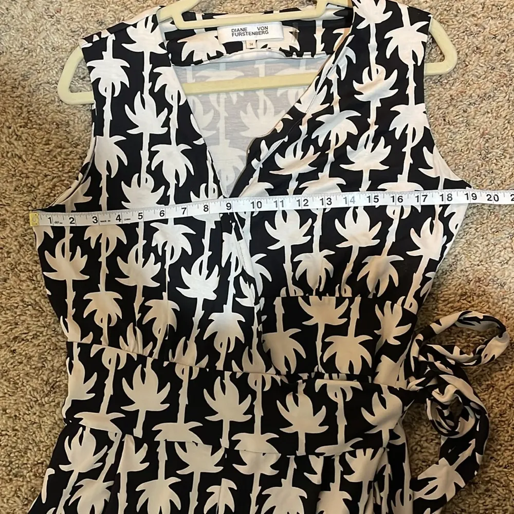 Diane Von Furstenberg Silk Jersey Knit Wrap Jogger Jumpsuit Palm Tree Size 14 - Image 11