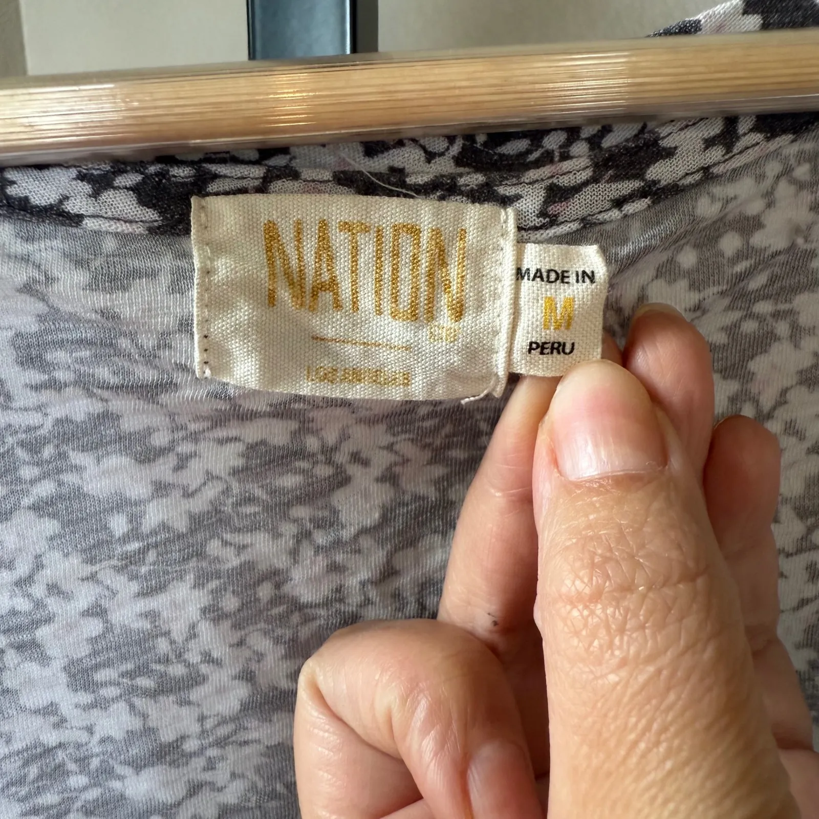 Nation LTD Eve Ruffle Tee Floral Square Neck Flutter Sleeve Pima Cotton Size M - Image 6