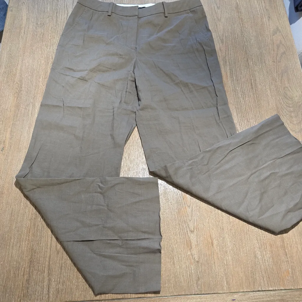 Elie Tahari Womens Linen Blend Wide Leg‎ Business Career Pants Tan Sz 10 - Image 5