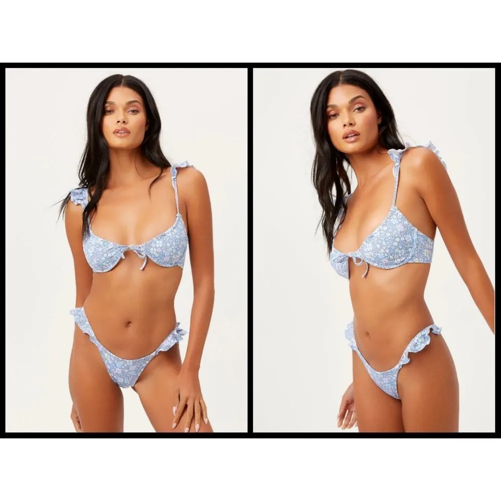 💕FRANKIE'S💕 Springtime Ruffle Bikini ~ Birdi Top + Ali Skimpy Bottom Large NWT - Image 3
