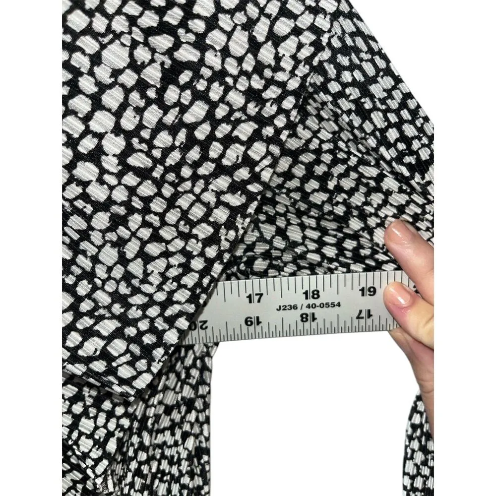 Zara Women's Long Bell Sleeve Blouse Ruffle Neck Size Small Spotted White Black - Image 5