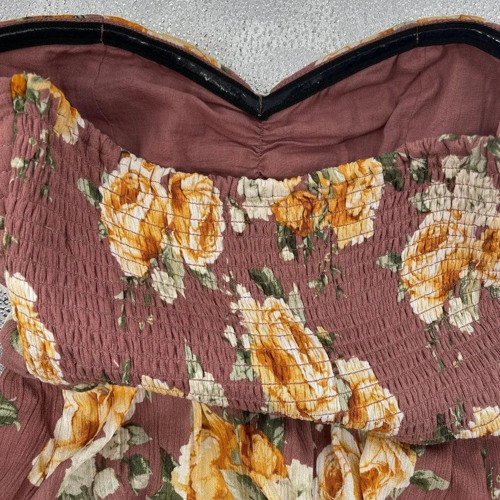 Band of Gypsies Mauve Floral Print Jumpsuit M - Image 8