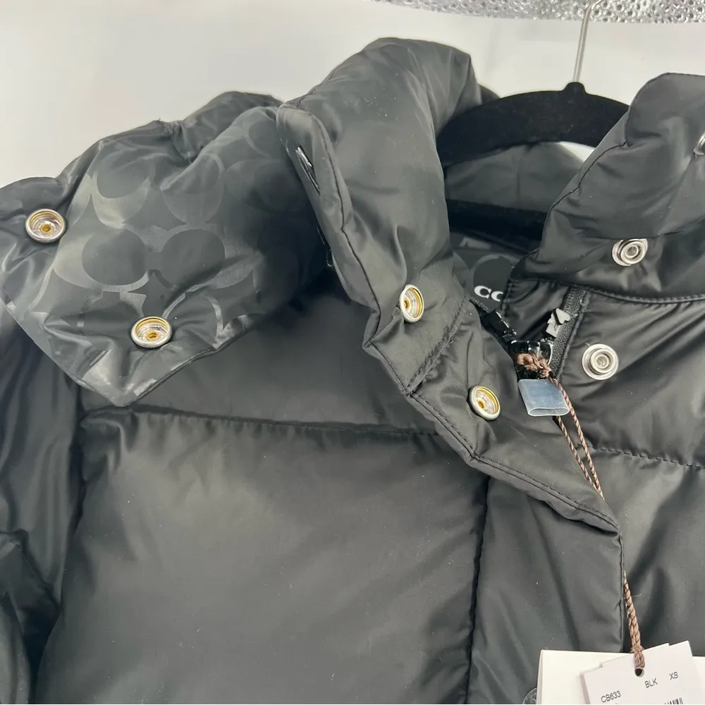 Coach short down puffer jacket black coat size XS NWT - Image 2