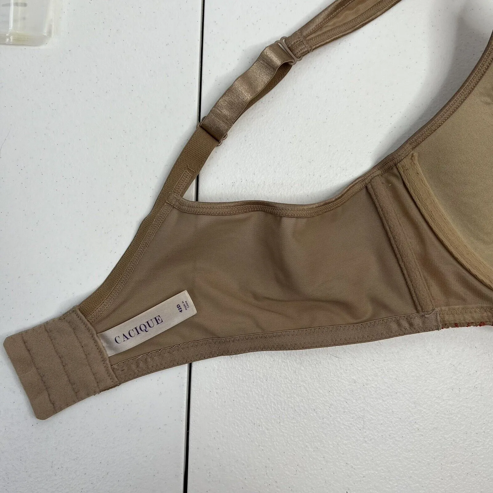 Cacique Size 42D Bra Lightly Lined Full Coverage Wireless No Wire Beige Women’s - Image 10