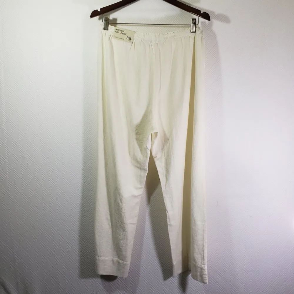 New SOFT SURROUNDINGS Women's 18 Ivory Cream Wide Leg, Cotton Pants - Image 2