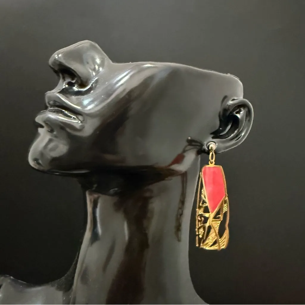 Vintage EDGAR BEREBI Art Nouveau Pink Enamel Gold - Image 2