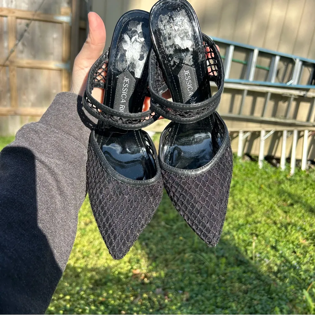 JESSICA RICH Ysabelle‎ Stiletto Fishnet Pointed Toe Pump in Black Size 39 (9 us) - Image 7