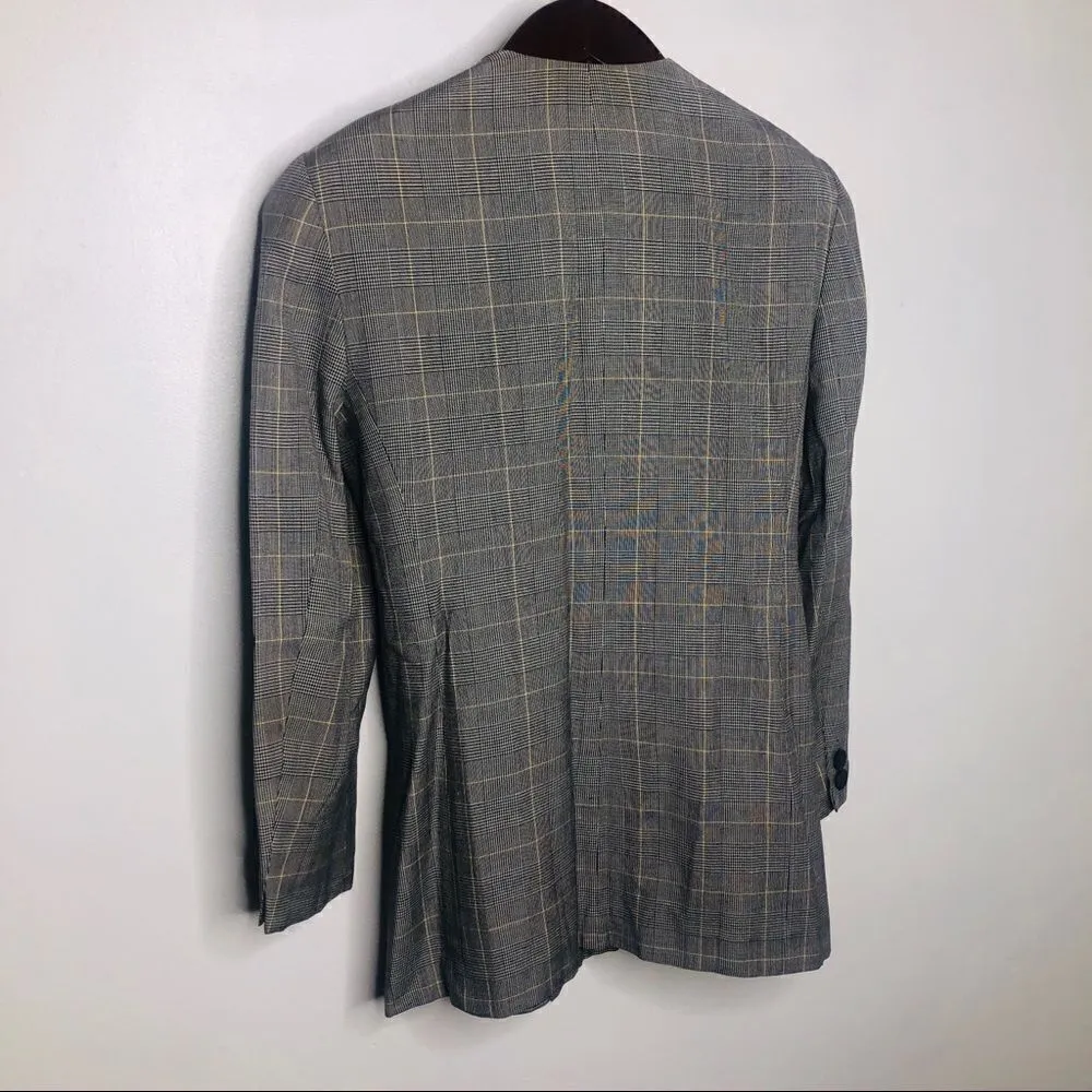 Christian Dior  Vintage Plaid Check Button Blazer 8 Retro Double Structured Black - Image 3