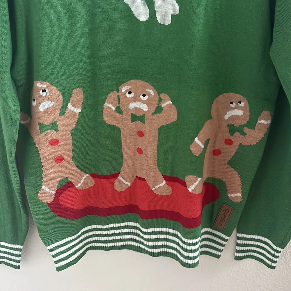 Tipsy Elves Gingerbread Men Being Eaten Holiday Ugly Christmas Sweater Graphic S - Image 3