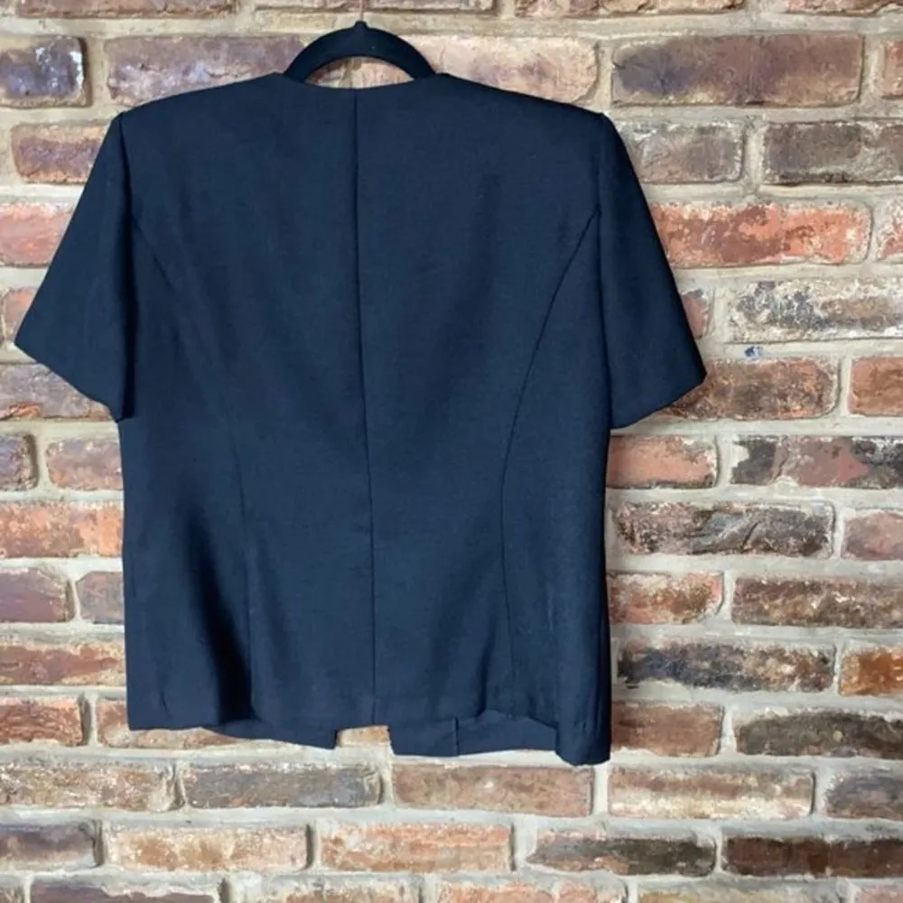 Danny & Nicole Vintage Black Embellished Short Sleeve Blazer Women's Size 10 - Image 2