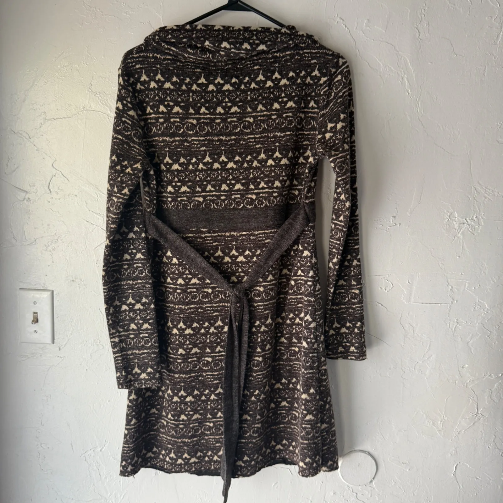 Hazel Brown Patterned Long Sleeve Cowl Neck Knit Dress‎ Fair Isle Print Small S - Image 6