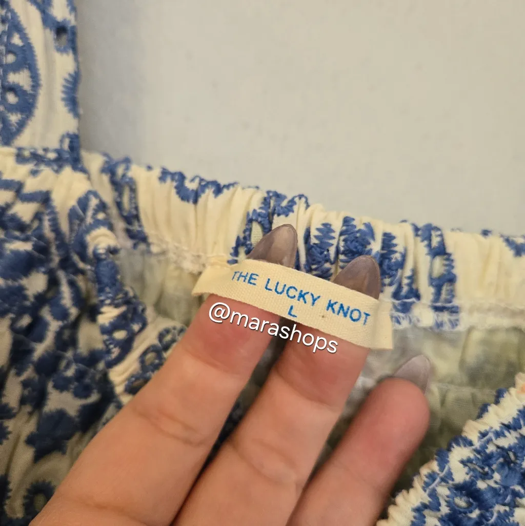 The Lucky Knot Chatham Eyelet Midi Dress Blue Size L - Image 6