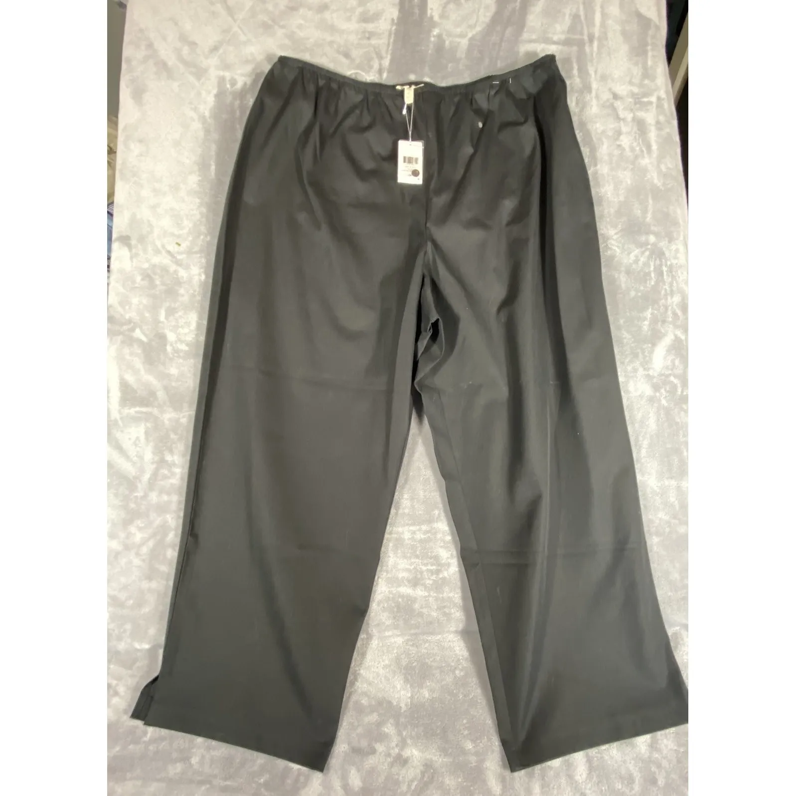 EILEEN FISHER WOMAN Stretch Ankle Pants 3X Black Pull On NWT‎ Organic Cotton - Image 2