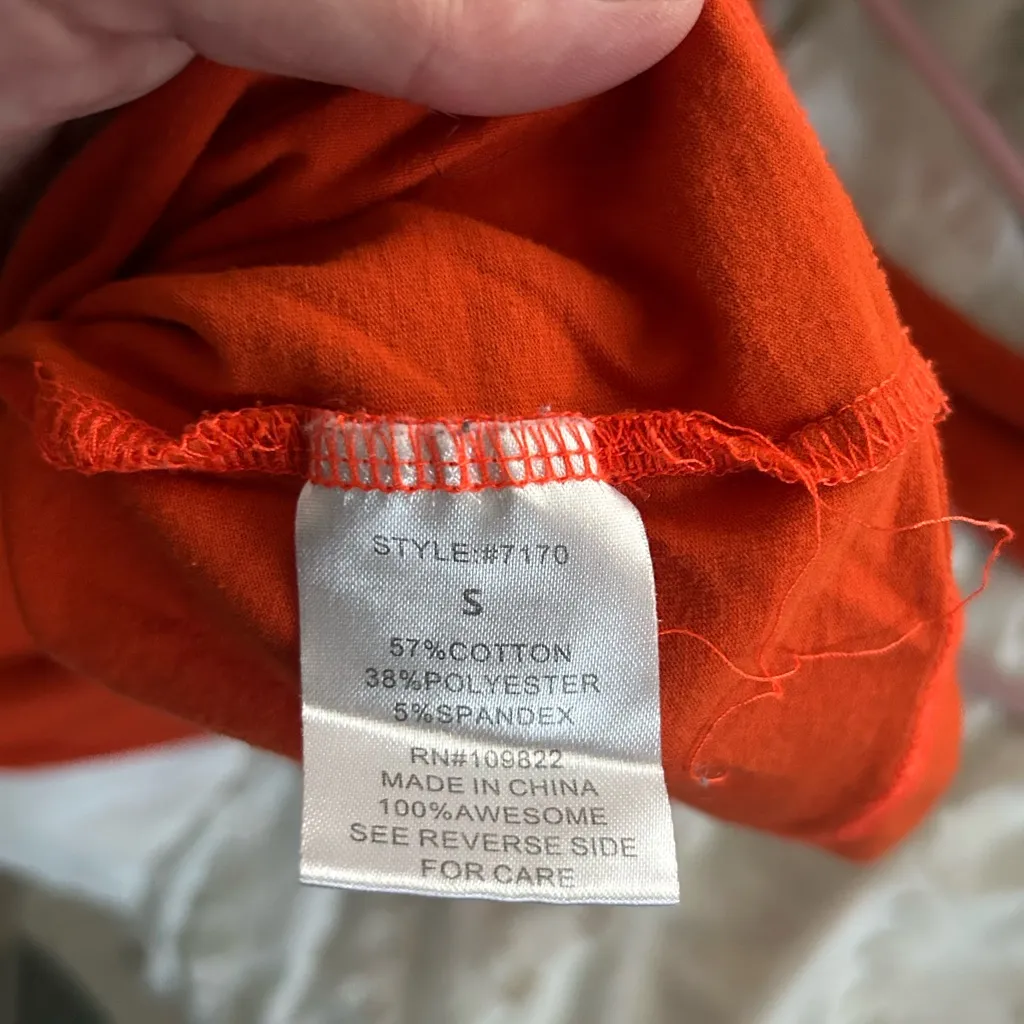 Orange Fitted Long Sleeve Athletic Top - Image 3