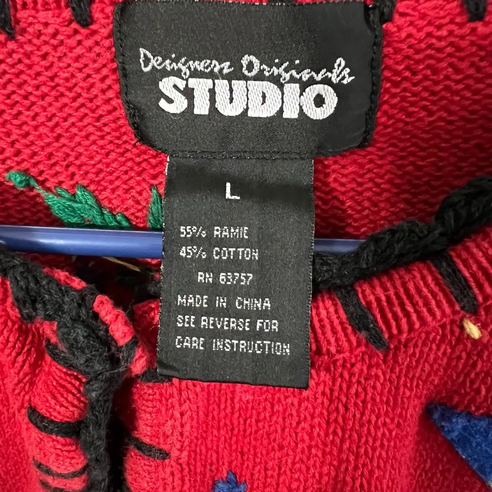 Vintage Designer Originals Studio Christmas cardigan sweater size large - Image 5