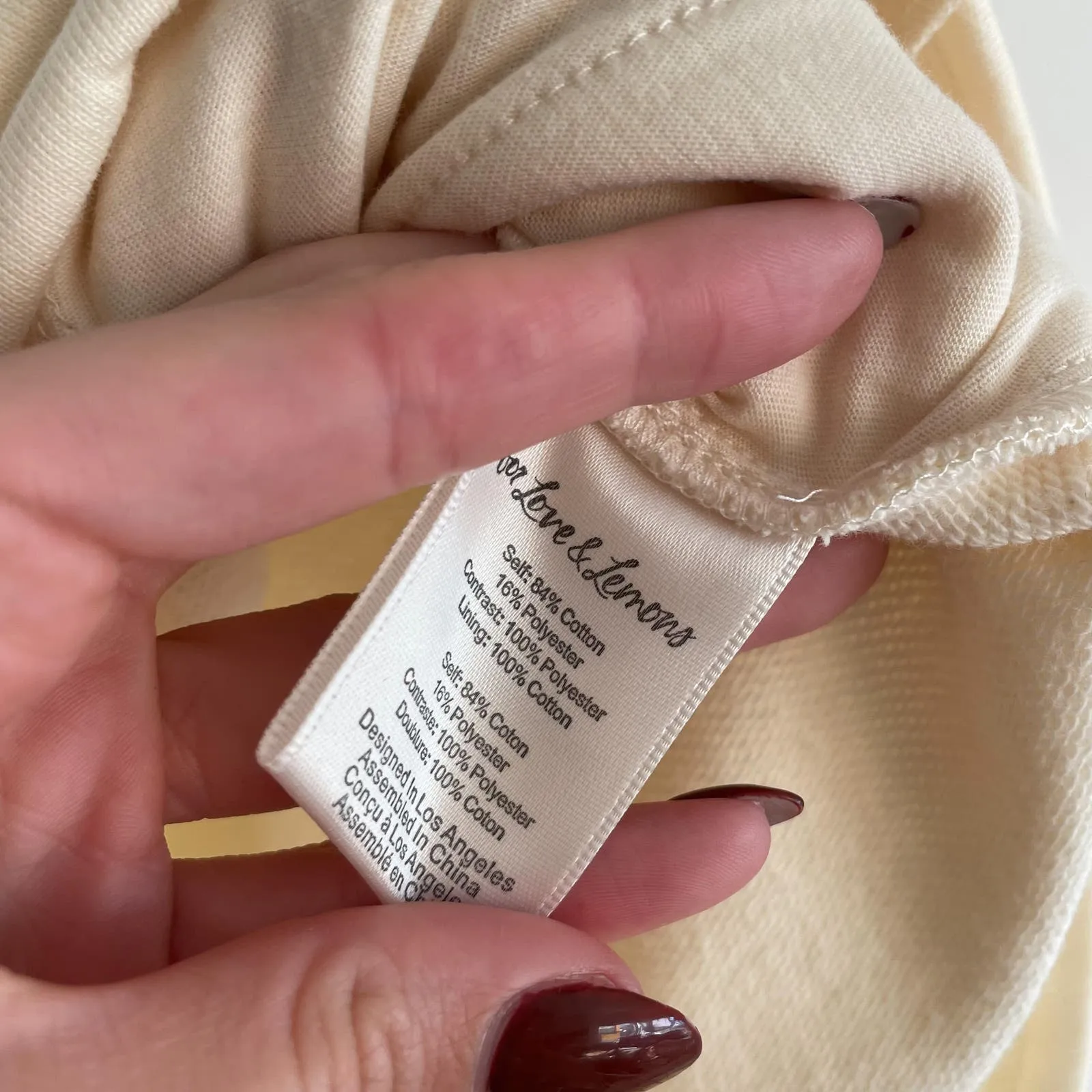 FOR LOVE & LEMONS Cream Light Yellow Morgan Sweat Shorts - Image 8