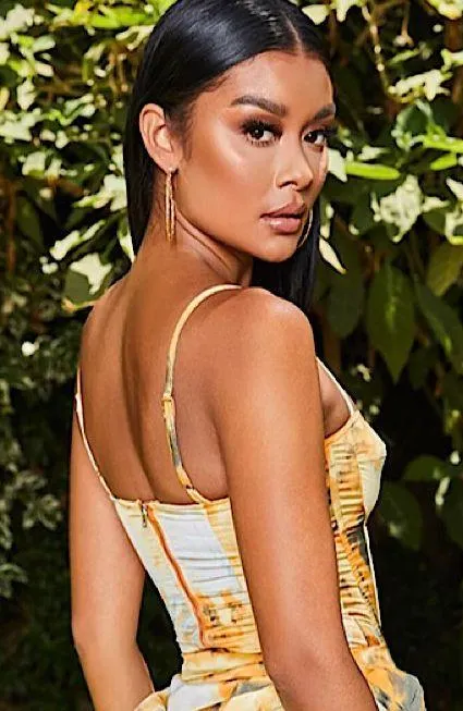 Orange Tie Dye Print Structured Corset Top - Image 3