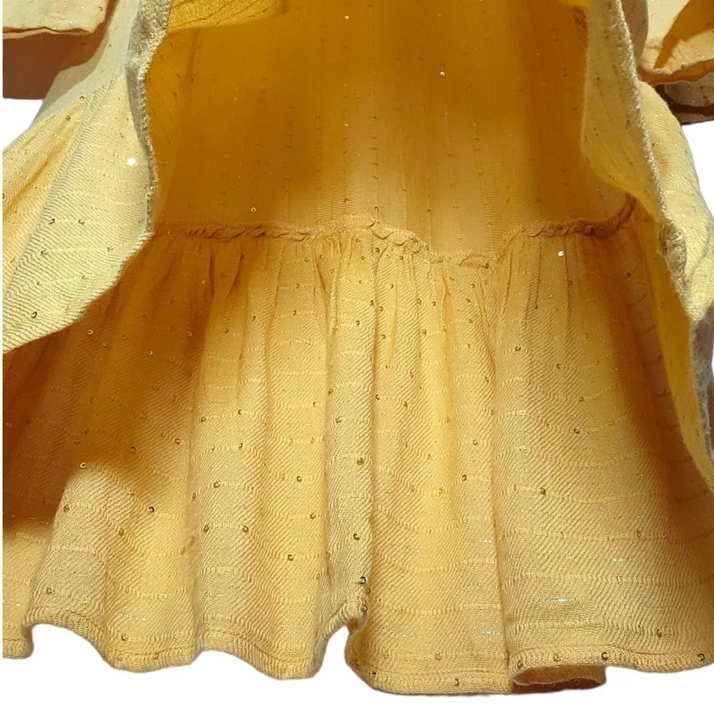 NWT PQ SWIM Haven Angelica Sequined Mini Dress Coverup in Mustard Yellow - Image 8