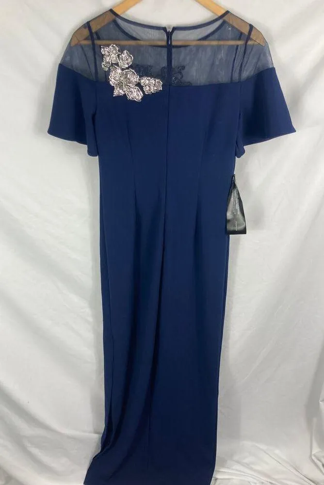 NWT JS Collections Fleur Beaded Column Gown Blue Size 4 - Image 7