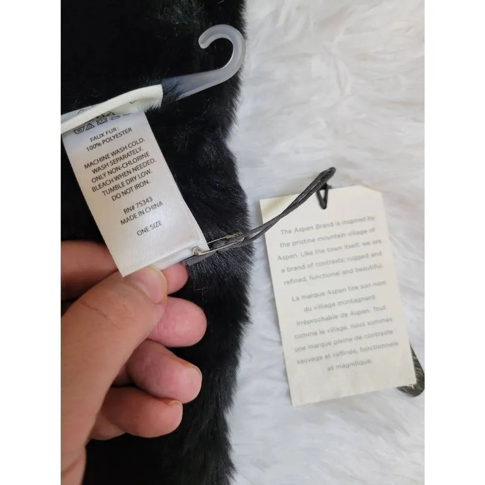 Aspen Black Plush Faux Fur Snood Scarf New - Image 4