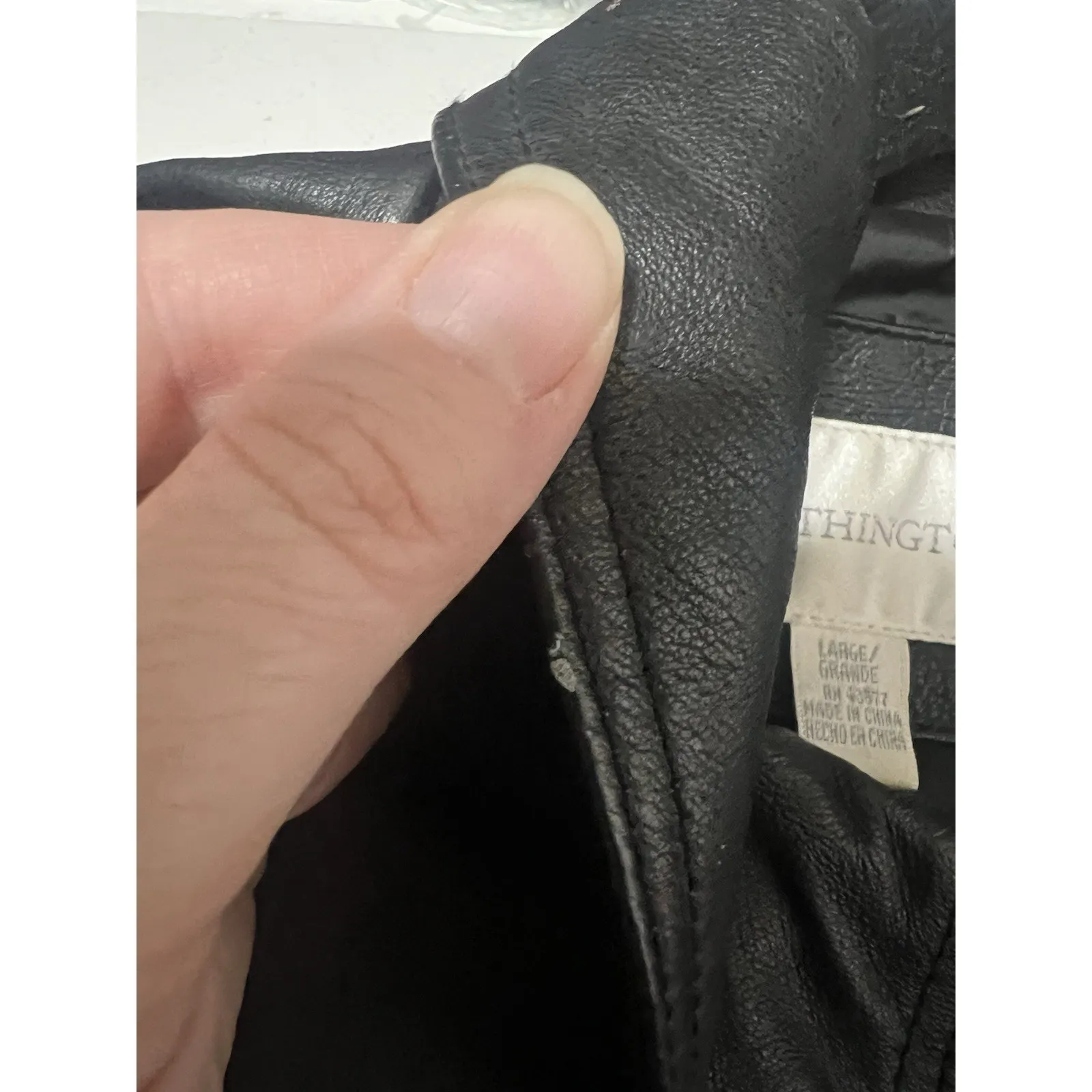 Worthington Woman’s Black Genuine Zip Leather Jacket Size Large Polyester Lined - Image 8