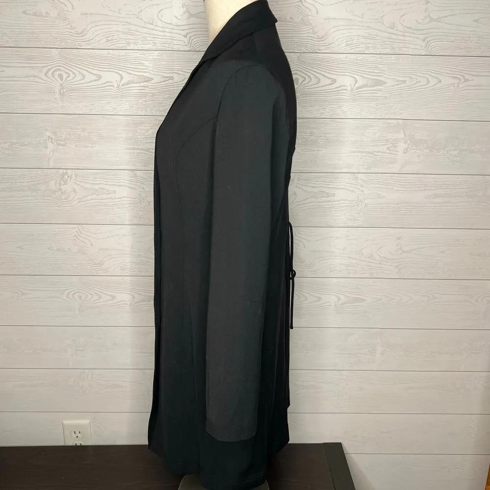black stretch wool blend swing coat Size 6 Tall - Image 3