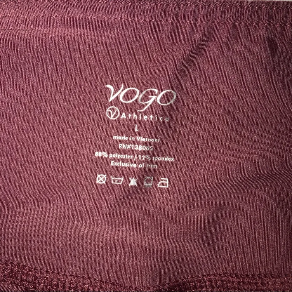 Vogo Athletica Moto Style Cropped Leggings Size Large Mauve Rose Yoga Activewear - Image 3