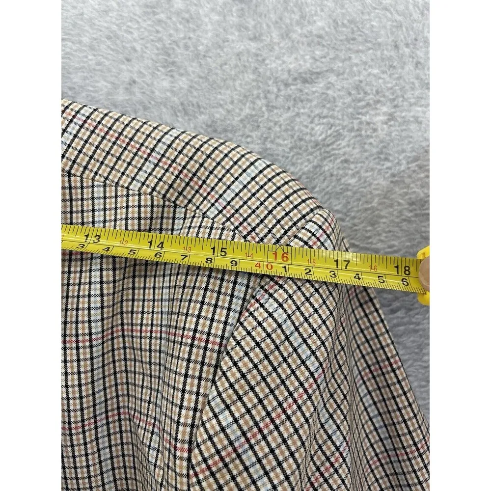 Jules & Leopold Womens Blazer Brown Check One Button 3/4 sleeve Medium - Image 8