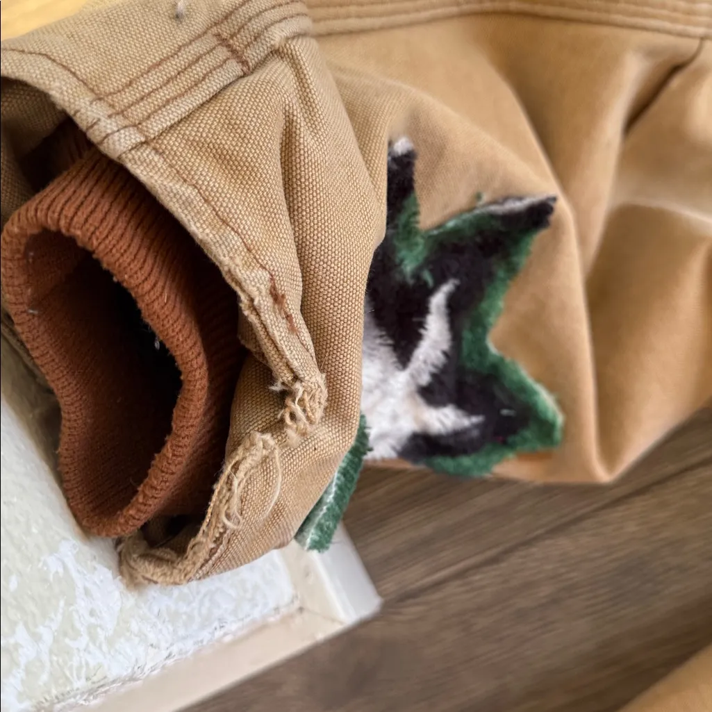 Vintage Carhartt custom Our Lady of Guadalupe Tan coat size 52 Tall CO3 chore - Image 12