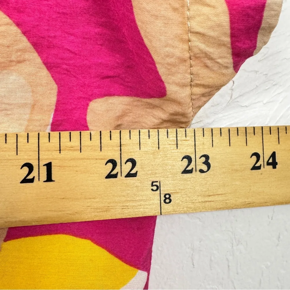 Joie Pink Orange Print Short Sleeve Blouse Womens XL Tropical Vacation Bold - Image 3