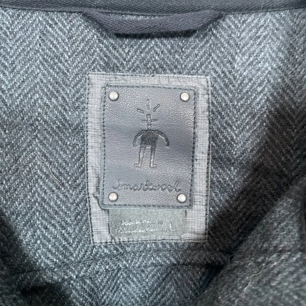 Smartwool Women L Gray Campbell Creek Jacket Herringbone Merino Wool Snap Gorp - Image 4