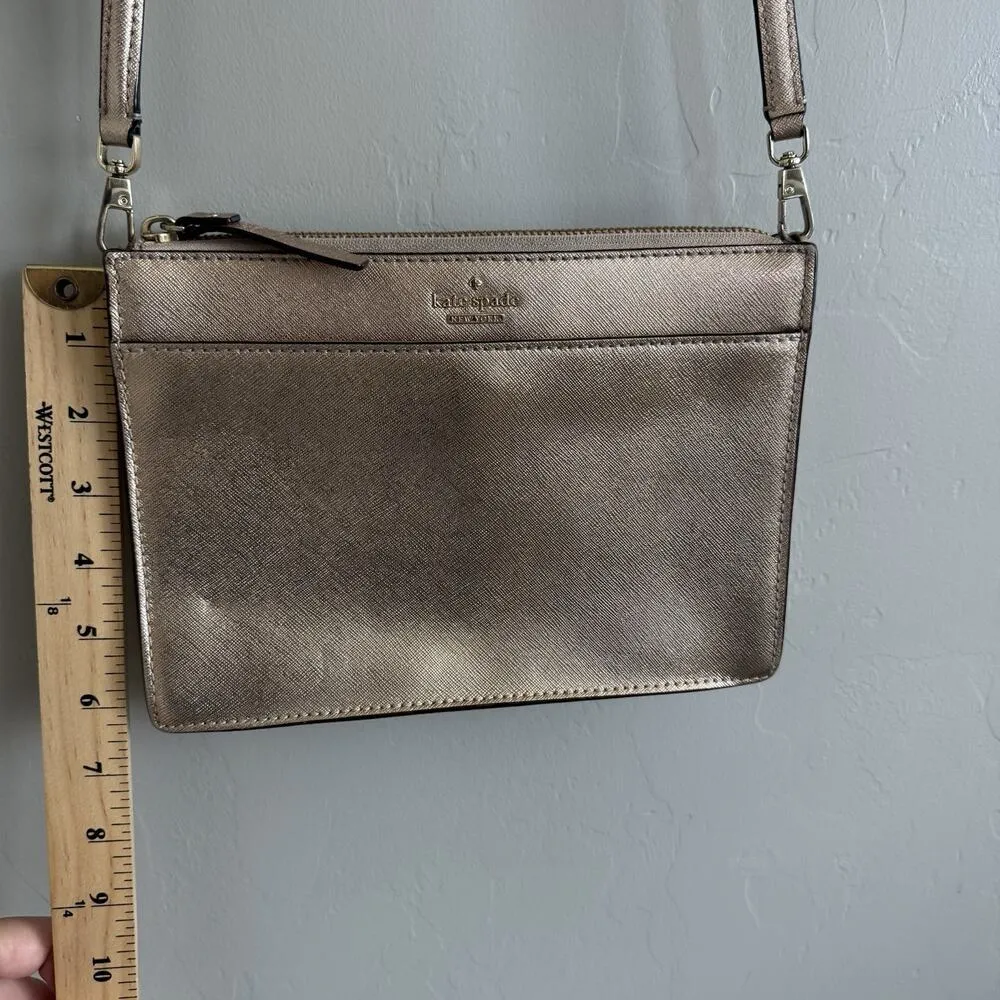 Kate Spade Cameron Street Clarise Crossbody Purse, Metallic Gold Removable Strap - Image 11