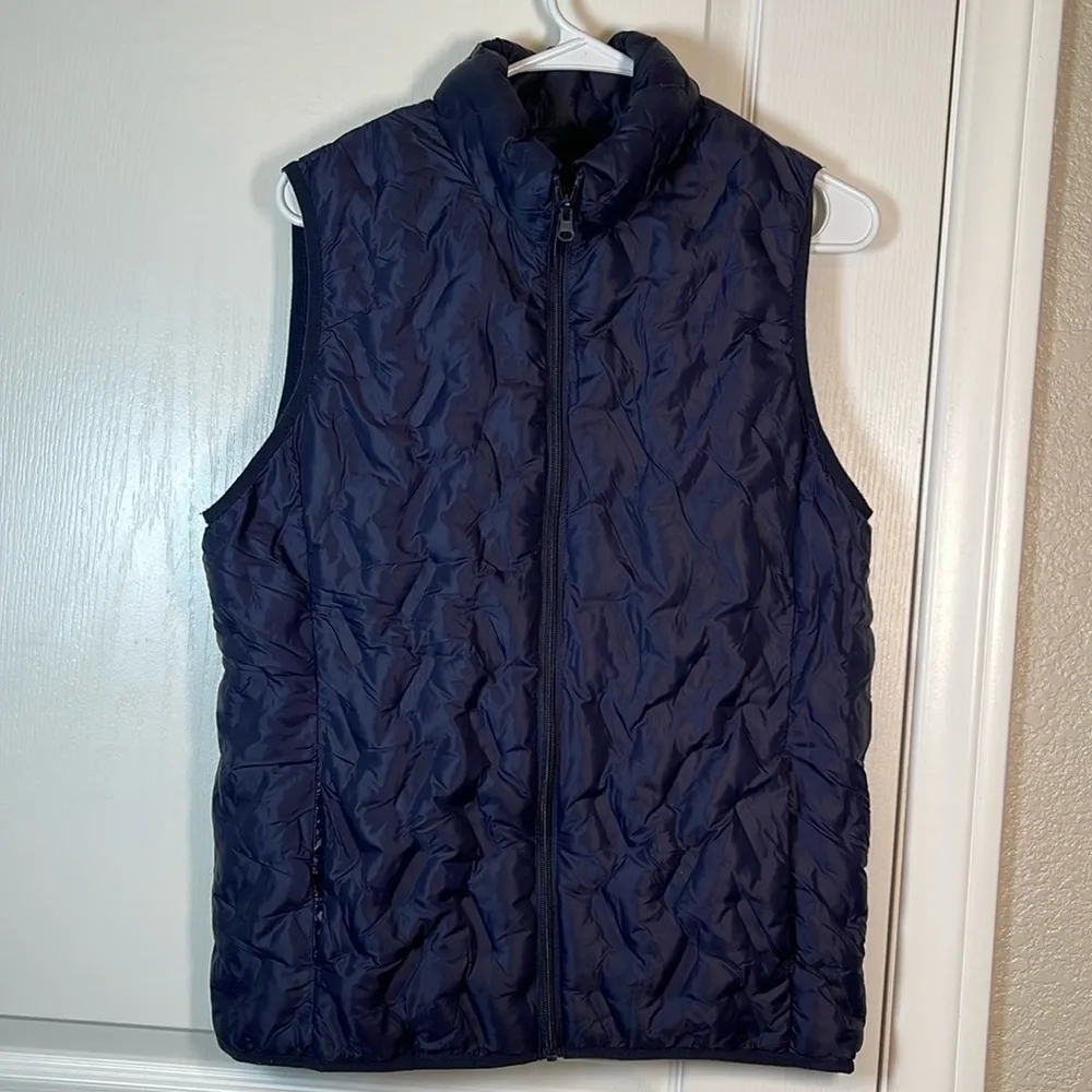 Tangerine Lightweight Navy Blue Zip Up Pull On Closure Vest Medium EUC #1302-AZ - Image 3