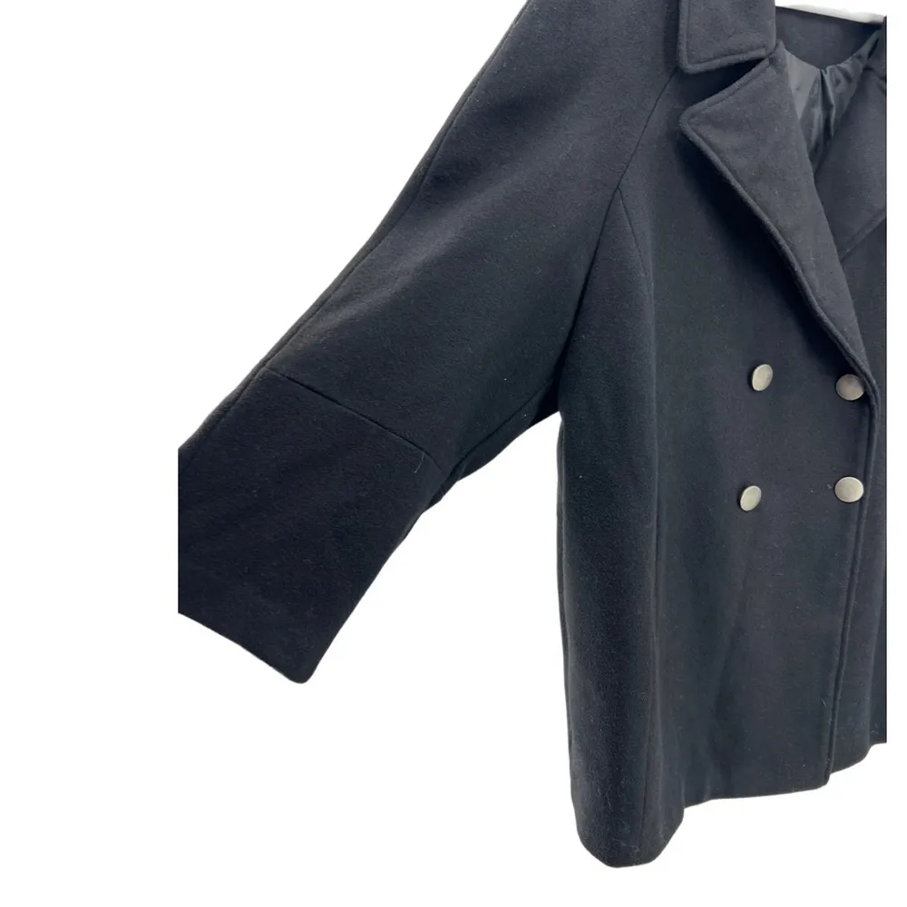 Roamans wool blend black 2X pea coat plus winter fall casual business travel - Image 3