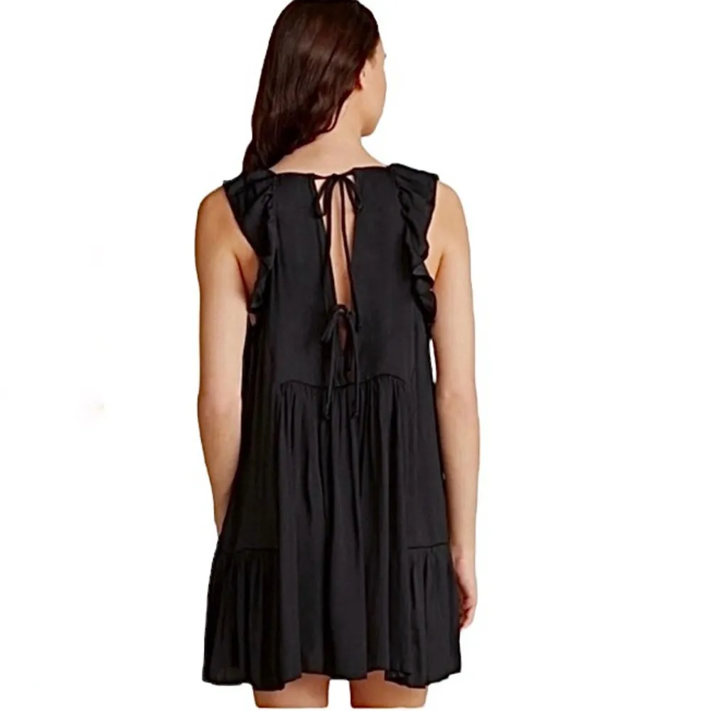 Free People Want Your Love Short Sleeve Black Babydoll Mini Dress - Image 2