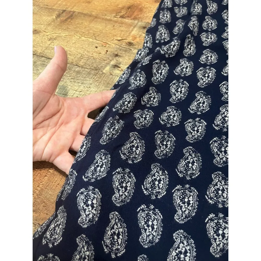 Lucky Brand | Women's Blue White Paisley Bohemian Button Shirt Dress Sz XS - Image 5