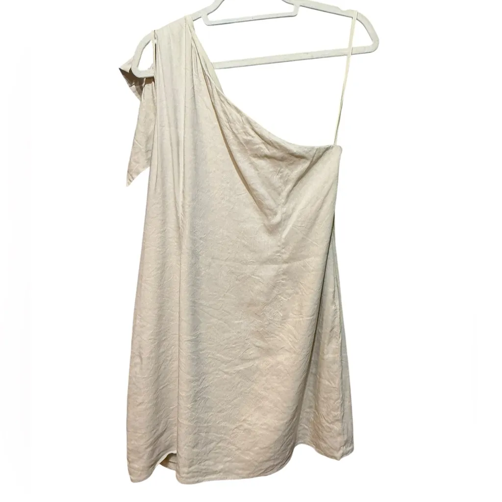Antonio Melani Charlie One-shoulder Linen Blend Cream Shift Cocktail Dress sz 14 - Image 3